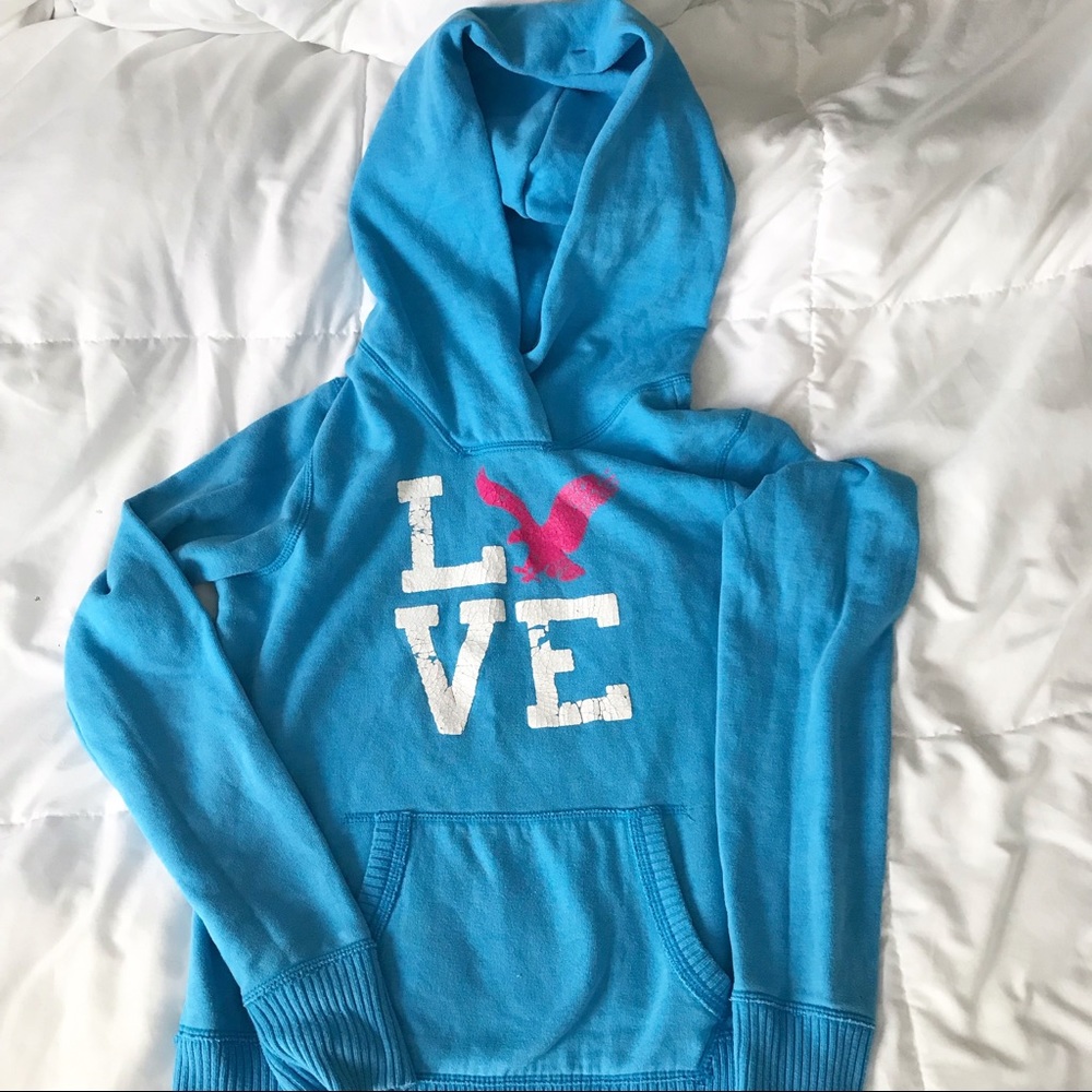 American Eagle Blue LOVE Pullover
